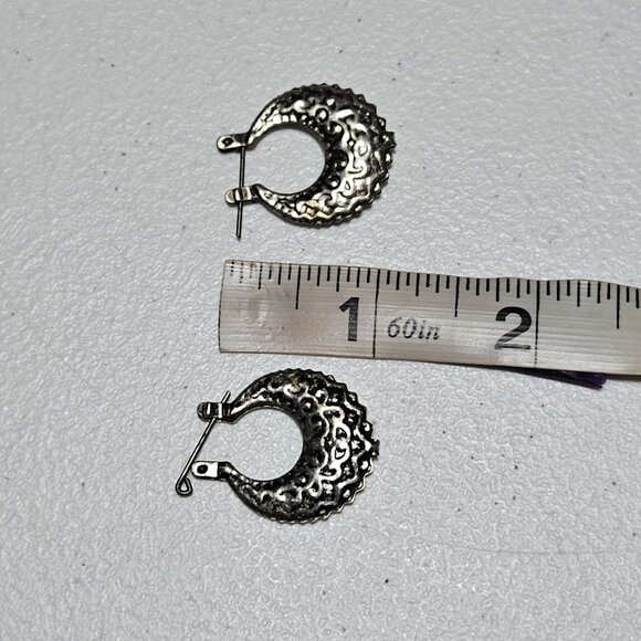 Boho Elegant Filigree Hoop Earrings Silver Tone Statement Fashion Jewelry Women - Picture 3 of 3